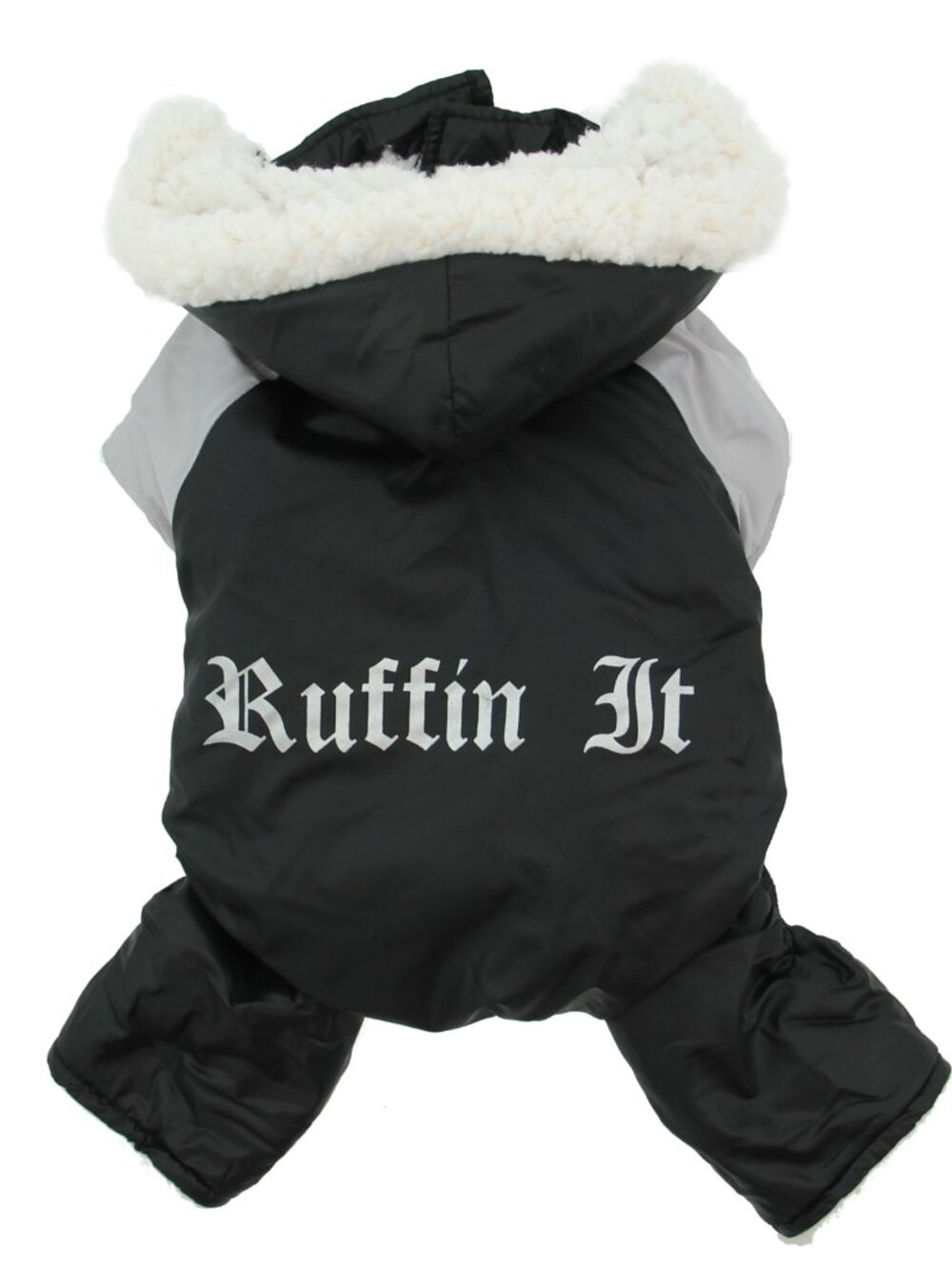 Doggie Design Ruffin It Dog Snowsuit Harness - Black and Gray